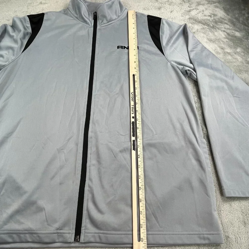 AND1 Jacket Mens XL Gray Full Zip Athletic Warm Up Track Top Basketball Stretch